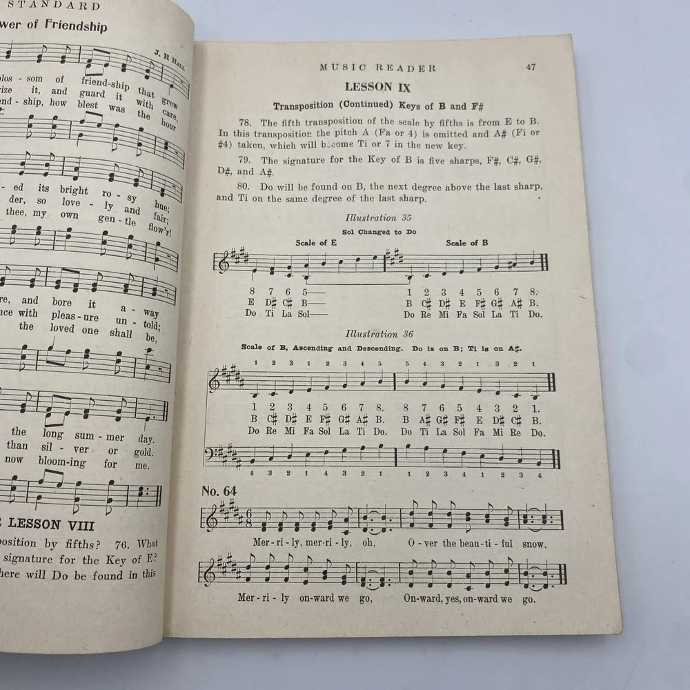 Antique The Standard Music Reader by J.H. Hall Round Note Edition‎ 1926